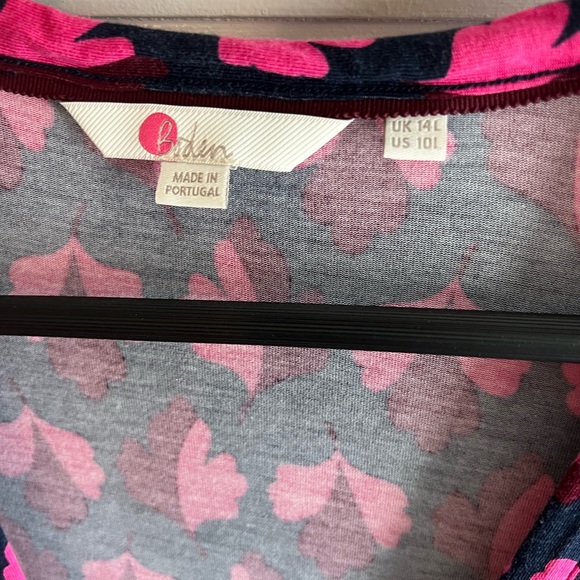 Boden Midi Floral Wrap Dress Long Sleeve Navy Maroon Pink Size 10L - Picture 3 of 9